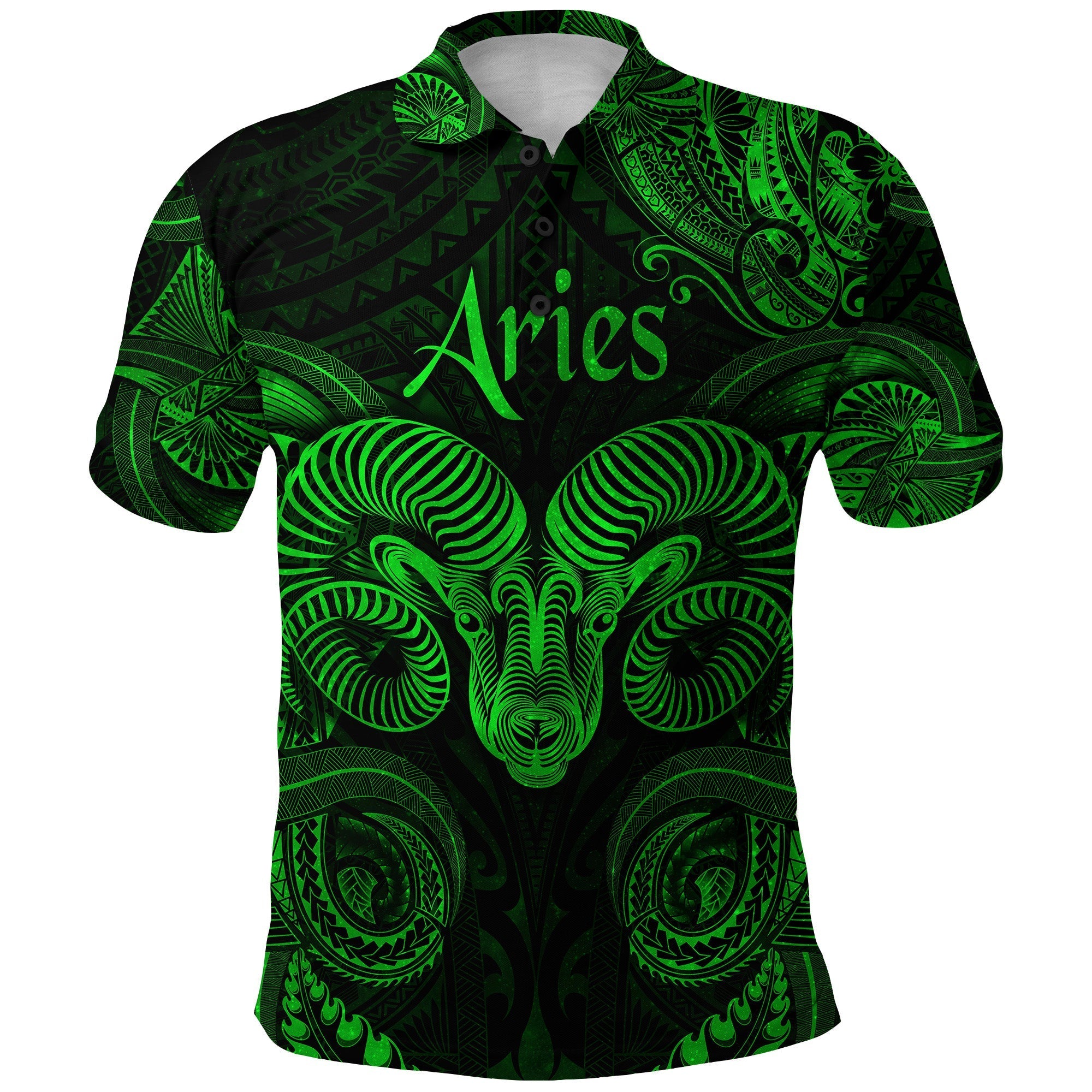 Aries Zodiac Polynesian Polo Shirt Unique Style Green LT8 - Wonder Print Shop