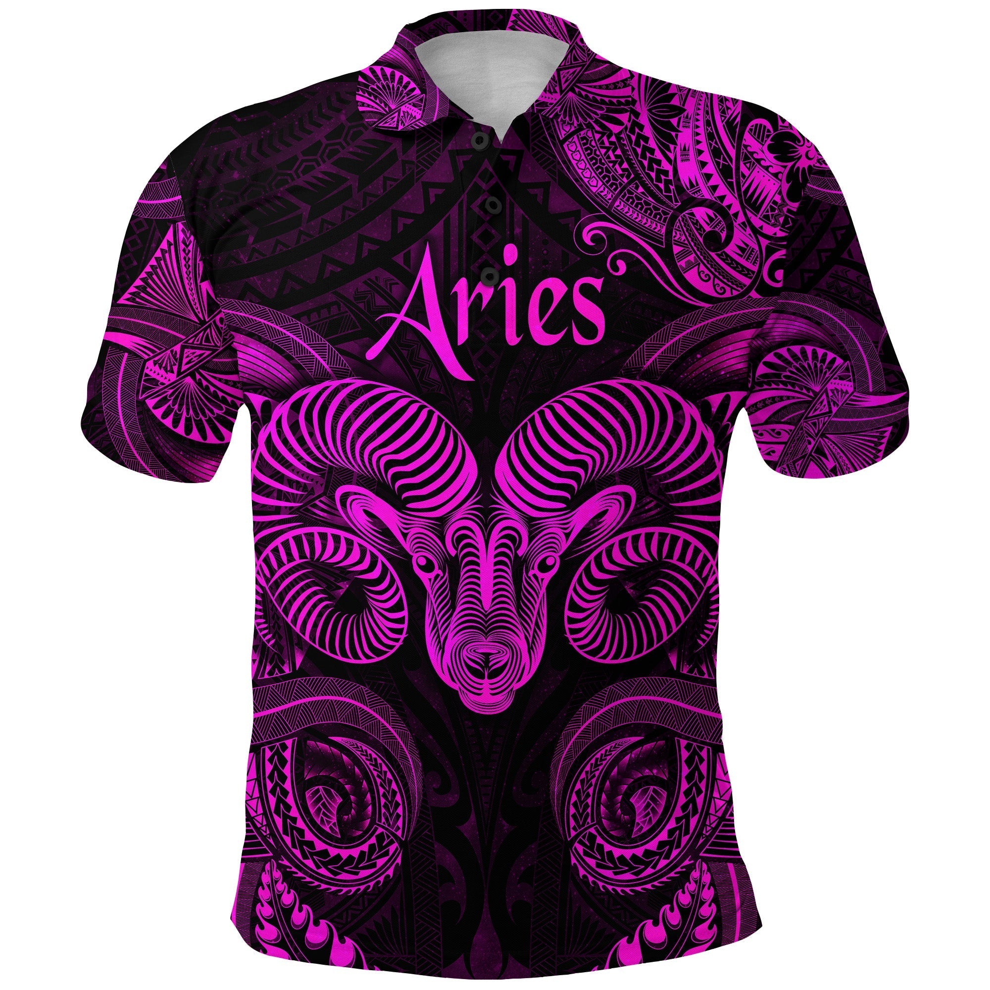 Aries Zodiac Polynesian Polo Shirt Unique Style Pink LT8 - Wonder Print Shop