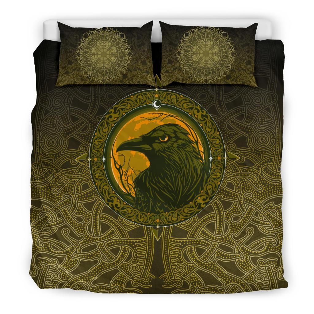 Viking Bedding Set, Ethnic Odin Raven Gold RLT12 - Wonder Print Shop