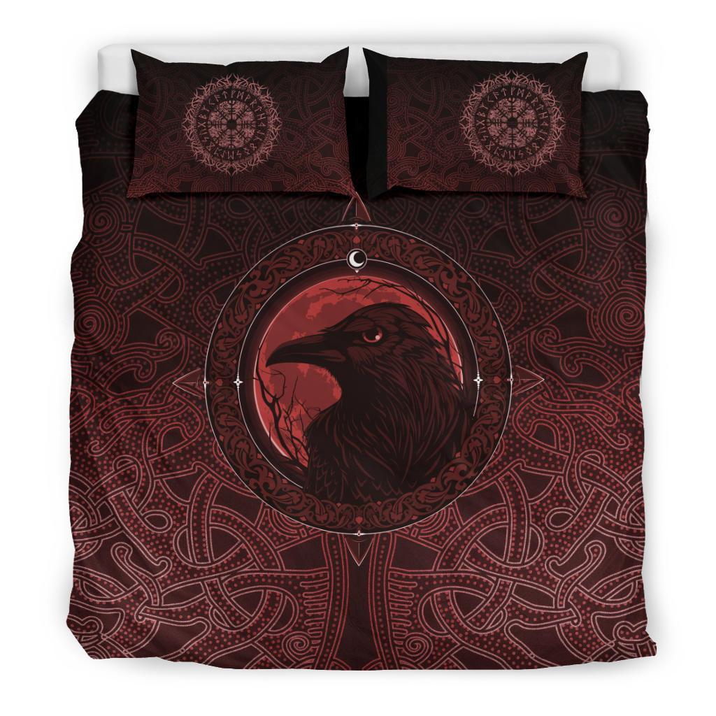 Viking Bedding Set, Ethnic Odin Raven Red RLT12 - Wonder Print Shop