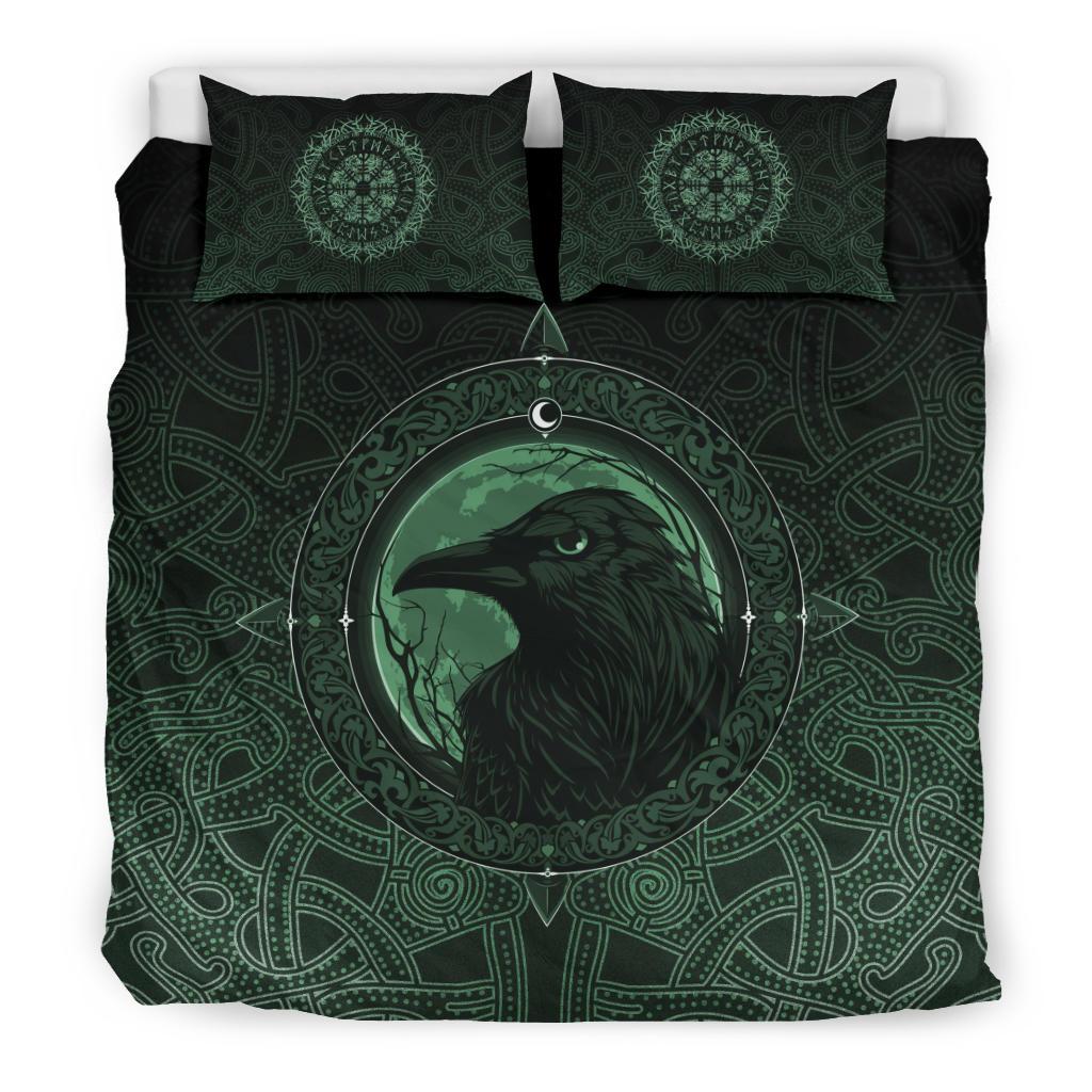 Viking Bedding Set, Ethnic Odin Raven Green RLT12 - Wonder Print Shop