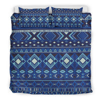 Navy Native American style bedding set: bold diamond and arrow geometric pattern