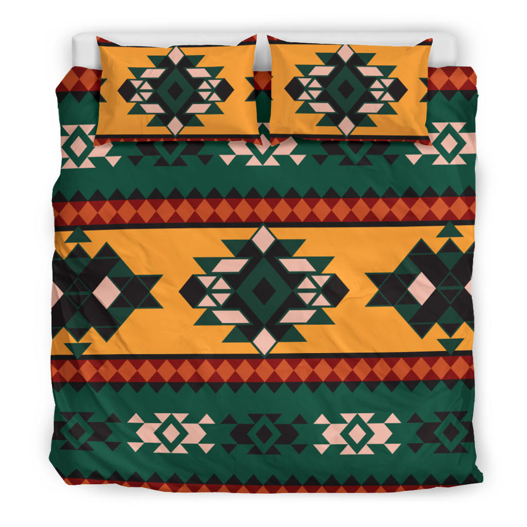 Multicolor Aztec geometric comforter with two matching decorative pillowcases