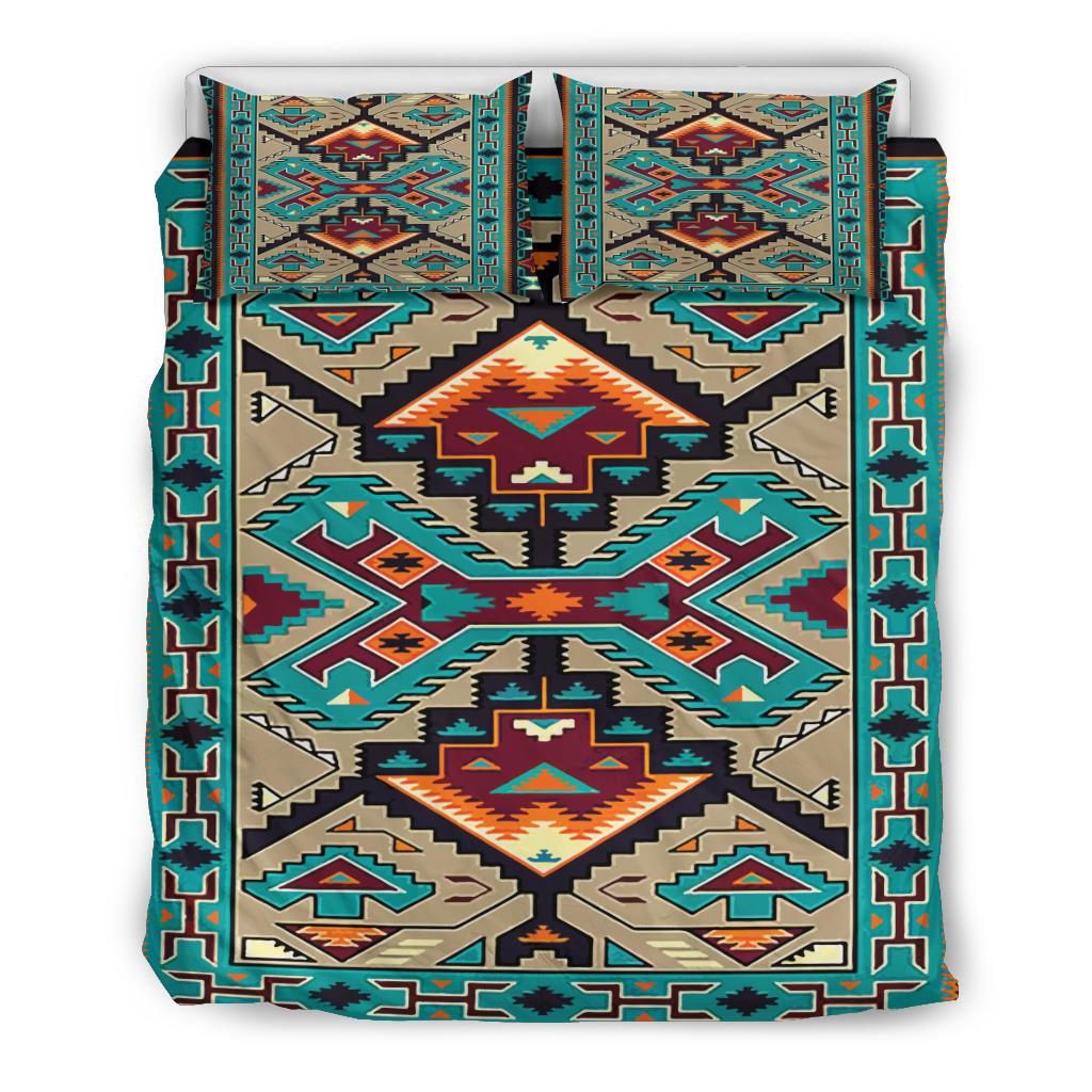 Native American bedding set LT10, multicolor teal and red center motif