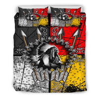 Chief Arrow bedding set, multicolor black red yellow; bold arrow-and-chief graphic