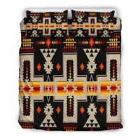 Black Tribe Design bedding set, multicolor Native-style cross and zigzag pattern