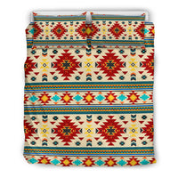 Multicolor southwest patterned bedding set with centered sheet and two pillow shams