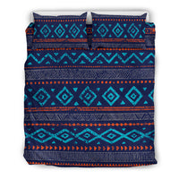 Teal, navy, and orange geometric bedding set with two matching pillow covers