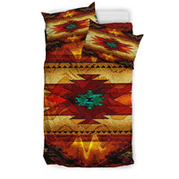 Colorful southwest bedding set: blanket with two pillows, bold center star pattern