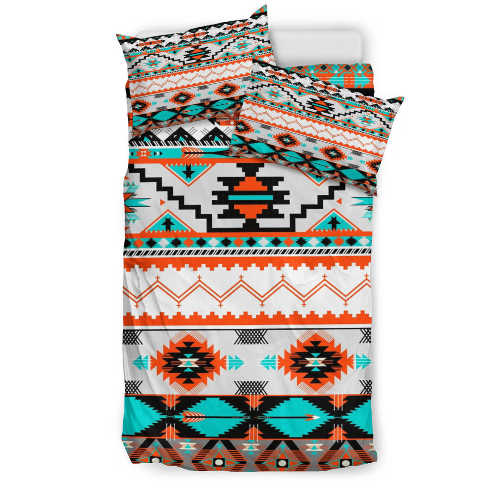 Native geometric bedding set, multicolor comforter with two matching pillowcases