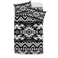 Black and white Native American pattern bedding set, geometric Aztec-style design
