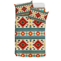 Multicolor southwest geometric bedding set with two shams and matching flat sheet