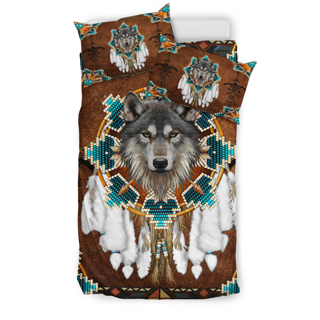 blue-mandala-feather-wolf-native-american-bedding-set