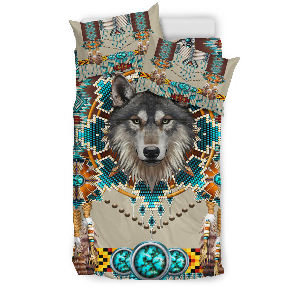 Native American Blue Mandala Wolf Bedding Set LT10 - Wonder Print Shop