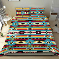 Wonder Print Shop bedding set in blue/red multicolor tribal geometric pattern