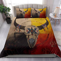 Bettwäsche-Set mit Büffelkopf und Medizinradsymbolen, multicolor Decke und 2 Kissen