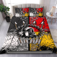 Chief Arrow bedding set, multicolor black red yellow; duvet with matching arrow motif pillows