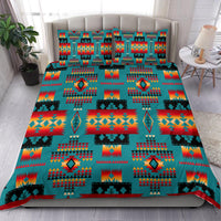 Wonder Print Shop bedding set in multicolor Native Tribes pattern with central red sunburst