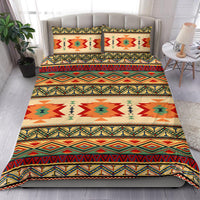 Multicolor Native-style geometric bedding set, comforter with pillow pair