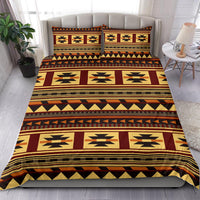Multicolor geometric bedding set with quilted look comforter and two decorative pillow shams