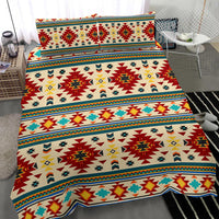 Multicolor southwest geometric bedding set corner view with two shams and patterned sheet