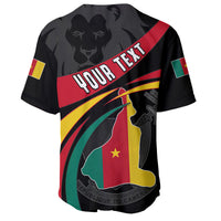 Schwarzes Baseball-Trikot mit stylisiertem TEX-T Schriftzug und Kamerun-Karte, LT14