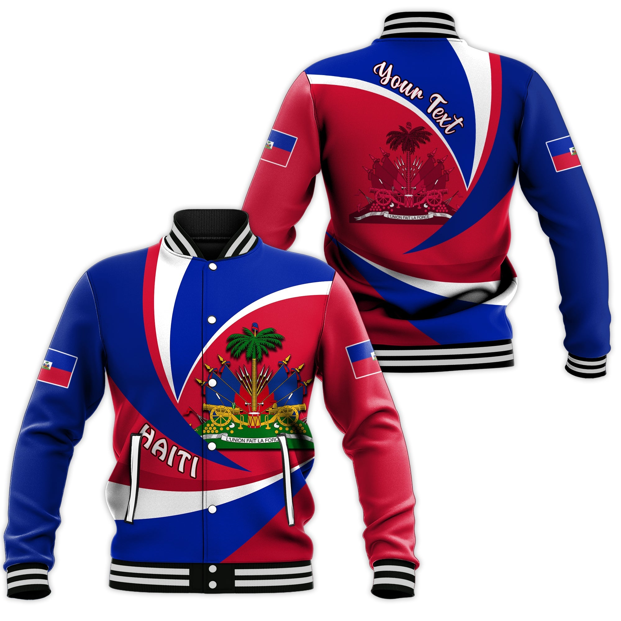 (Custom Personalised) Haiti Baseball Jacket Style Color Flag LT13 - Wonder Print Shop