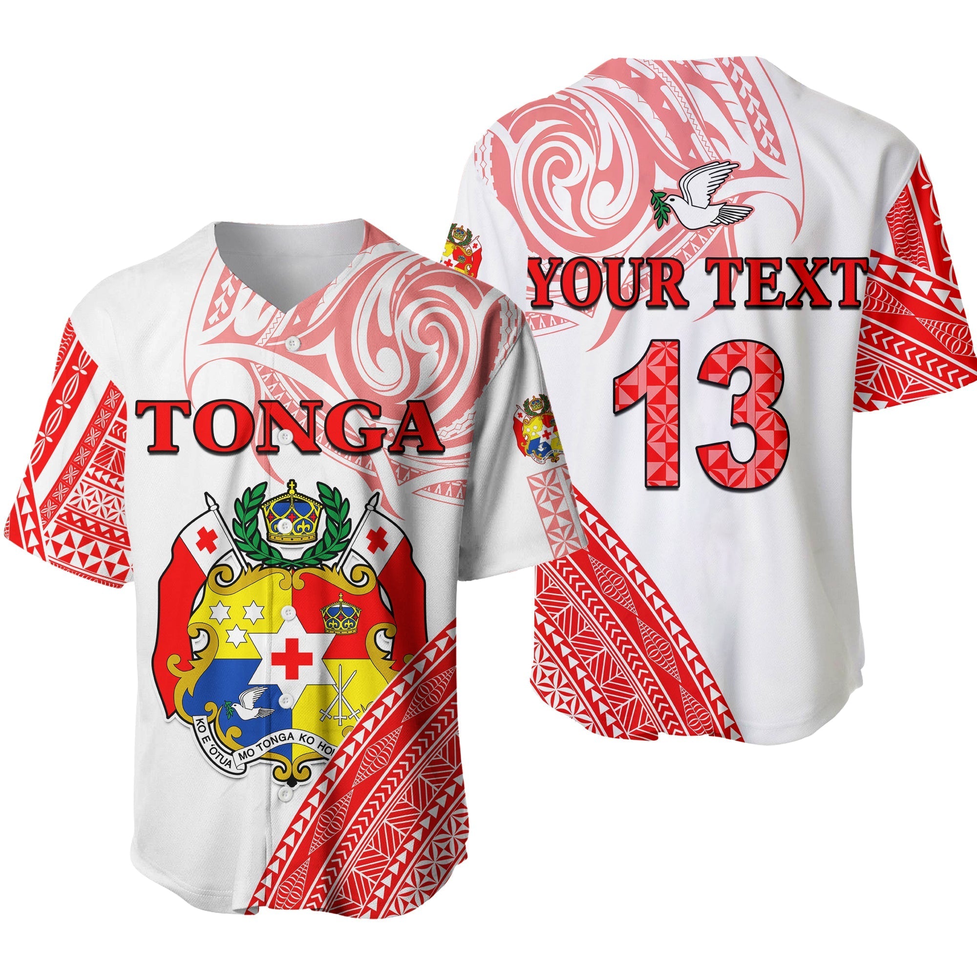 (Custom Text and Number) Tonga Baseball Jersey Tongan Pattern Blithesome LT13 - Wonder Print Shop