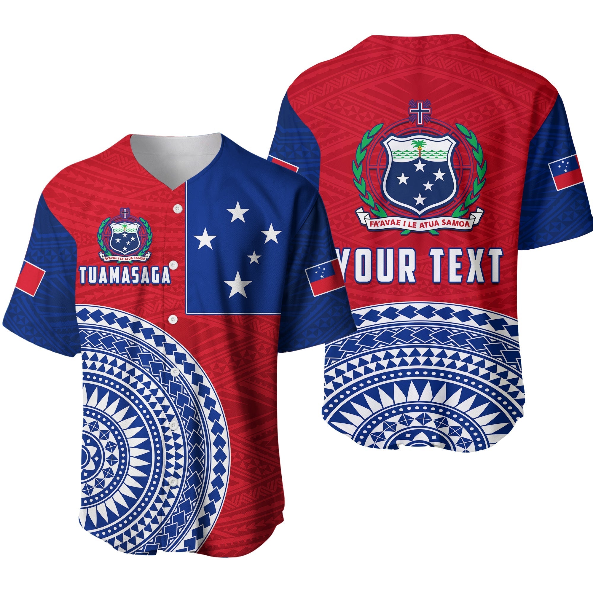 (Custom Personalised) Tuamasaga Samoa Baseball Jersey Polynesian Pattern LT13 - Wonder Print Shop