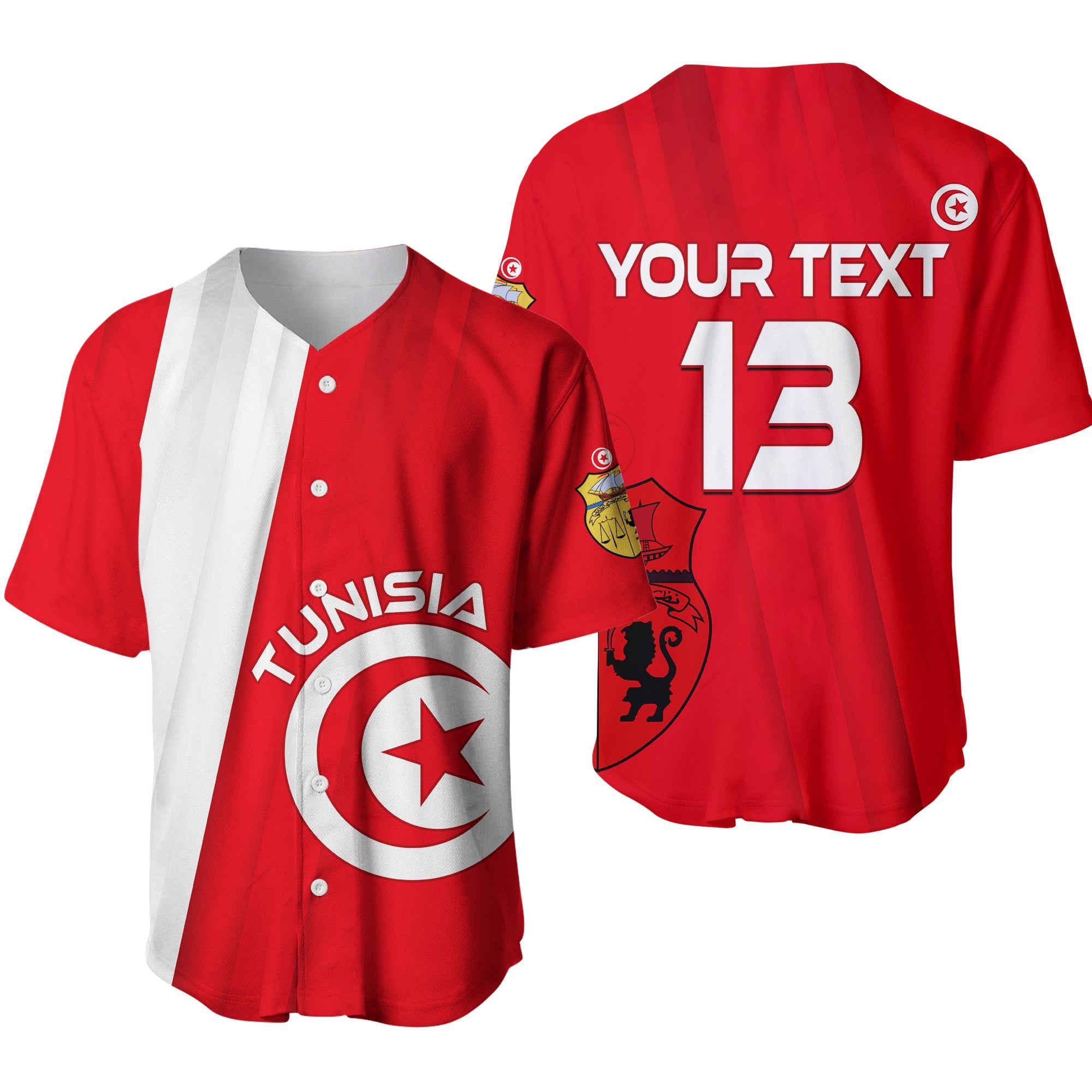 (Custom Text and Number) Tunisia Baseball Jersey Always in My Heart LT13 - Wonder Print Shop