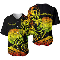 Black jersey with neon green/yellow/orange Marshall Islands crest and custom text