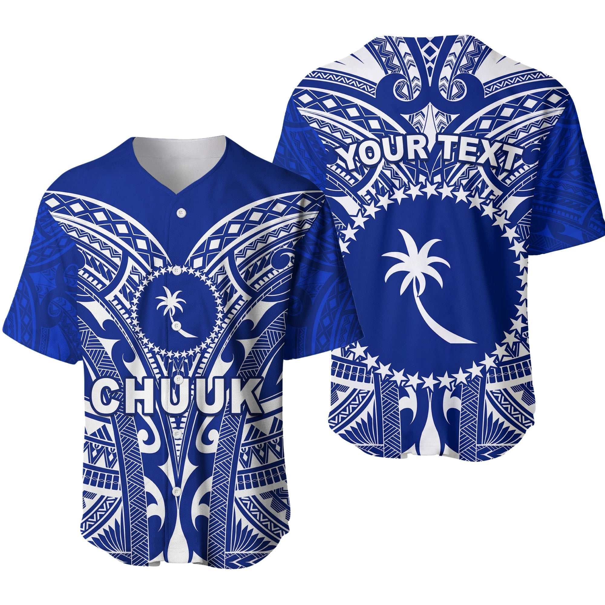 (Custom Personalised) Chuuk Baseball Jersey Micronesia Simple Pattern LT13 - Wonder Print Shop