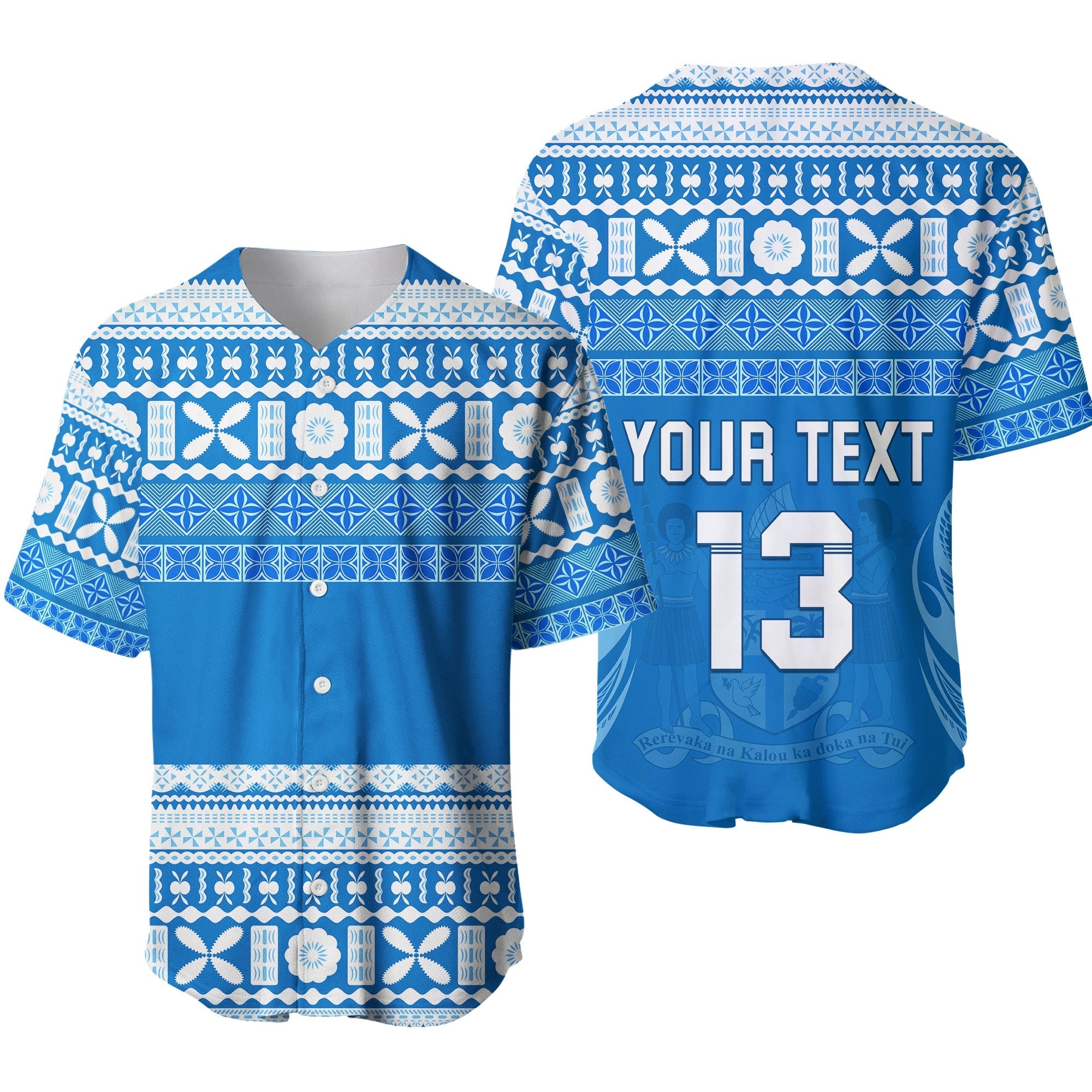 (Custom Text and Number) Bula Fiji Baseball Jersey Tapa Pattern LT13 - Wonder Print Shop