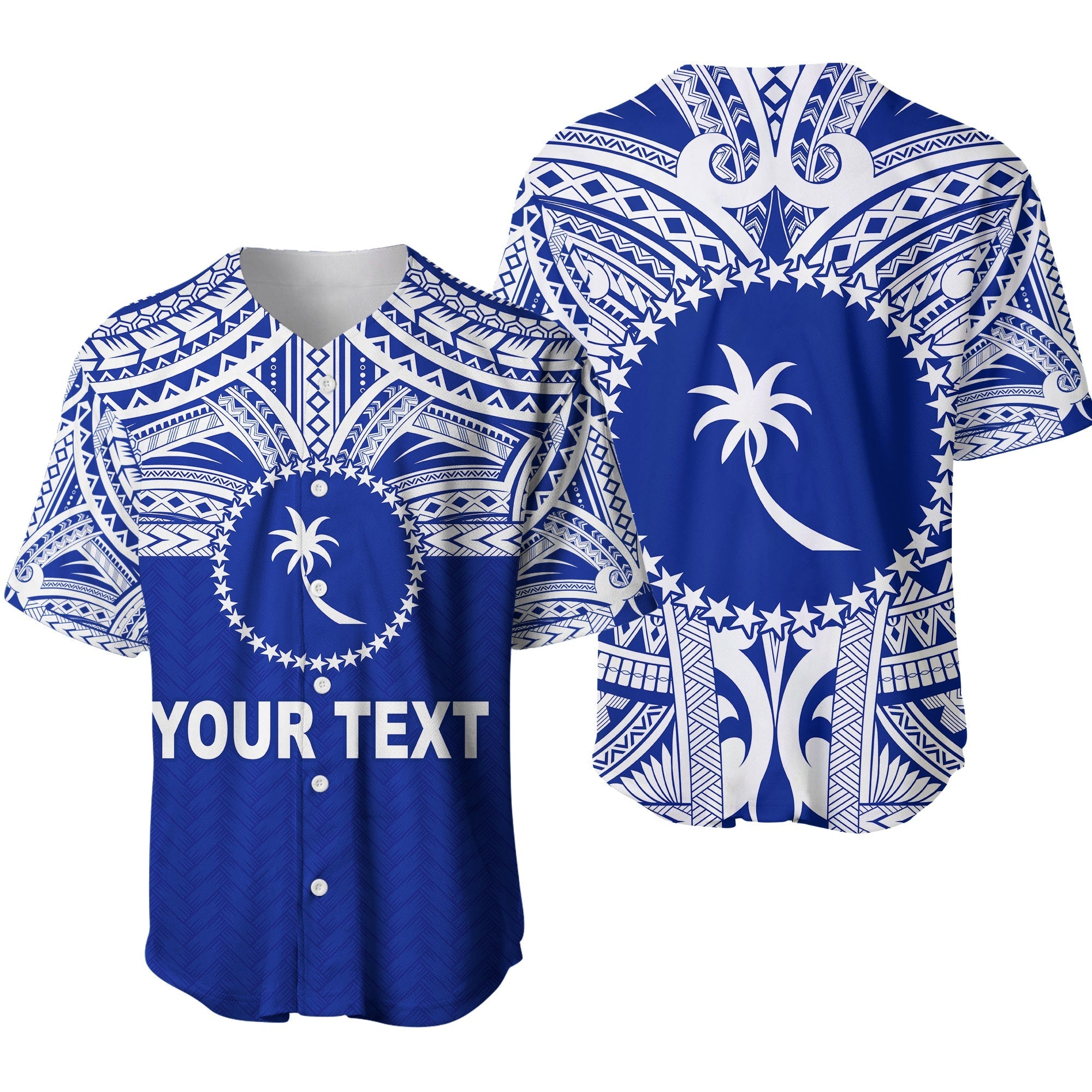 (Custom Personalised) Chuuk Flag Baseball Jersey Micronesia Style Blue LT13 - Wonder Print Shop