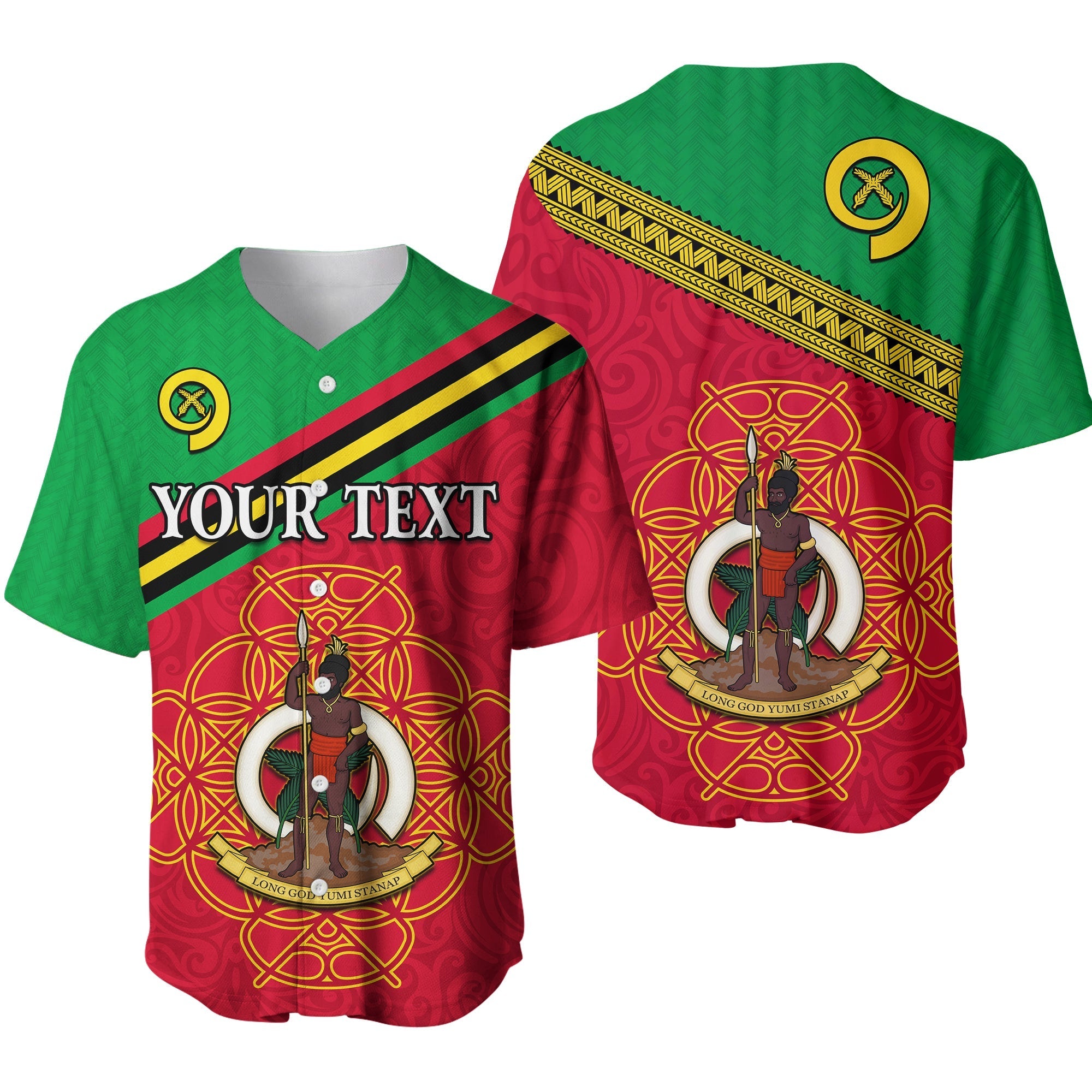 (Custom Personalised) Vanuatu Baseball Jersey Pattern Sand Drawing LT13 - Wonder Print Shop