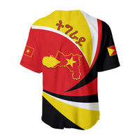 Back of red/yellow/black Tigray jersey with “TIGRAY” text and map-and-star emblem
