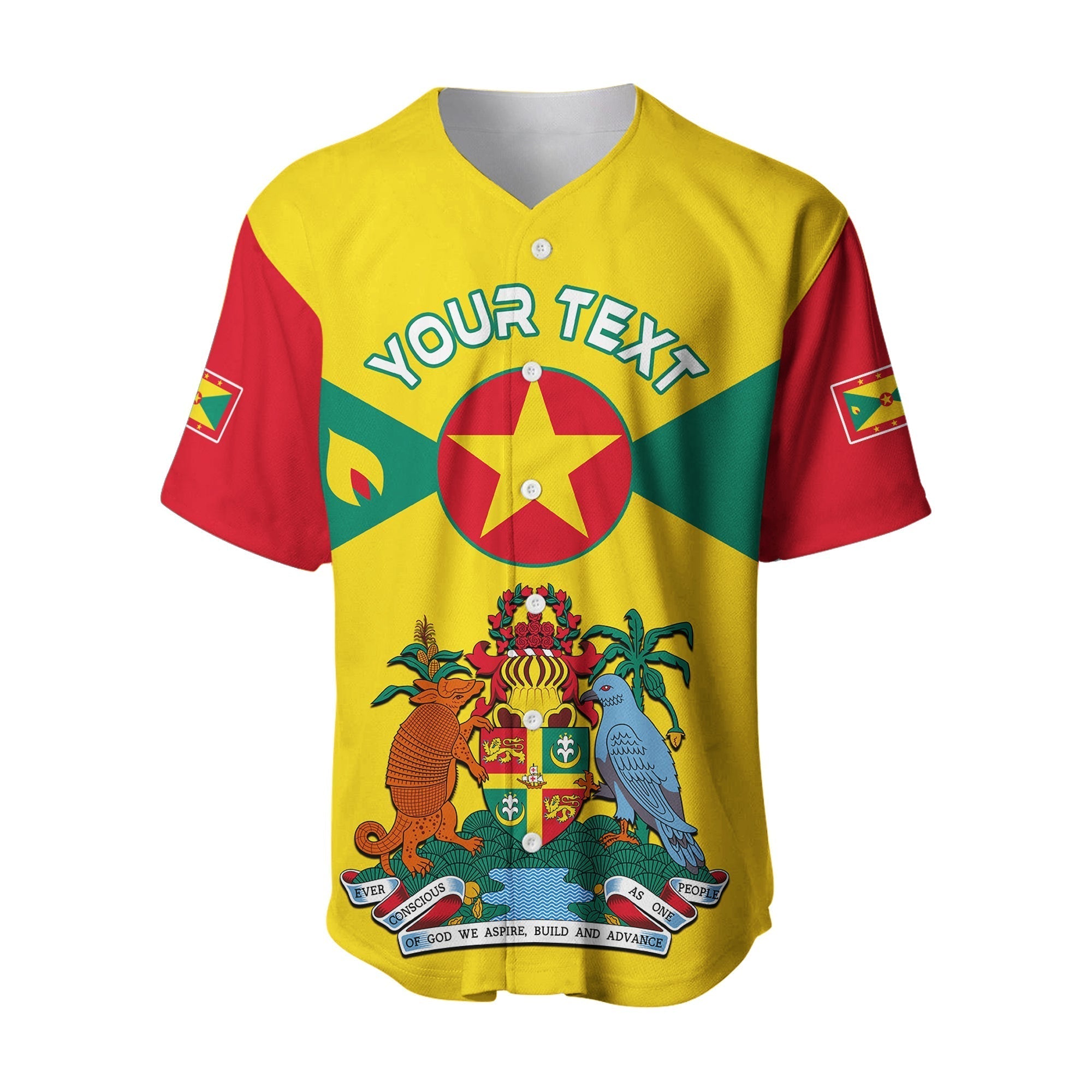 Custom Personalised Grenada Baseball Jersey Power Grenada Mix Coat Of Arms LT13 - Wonder Print Shop