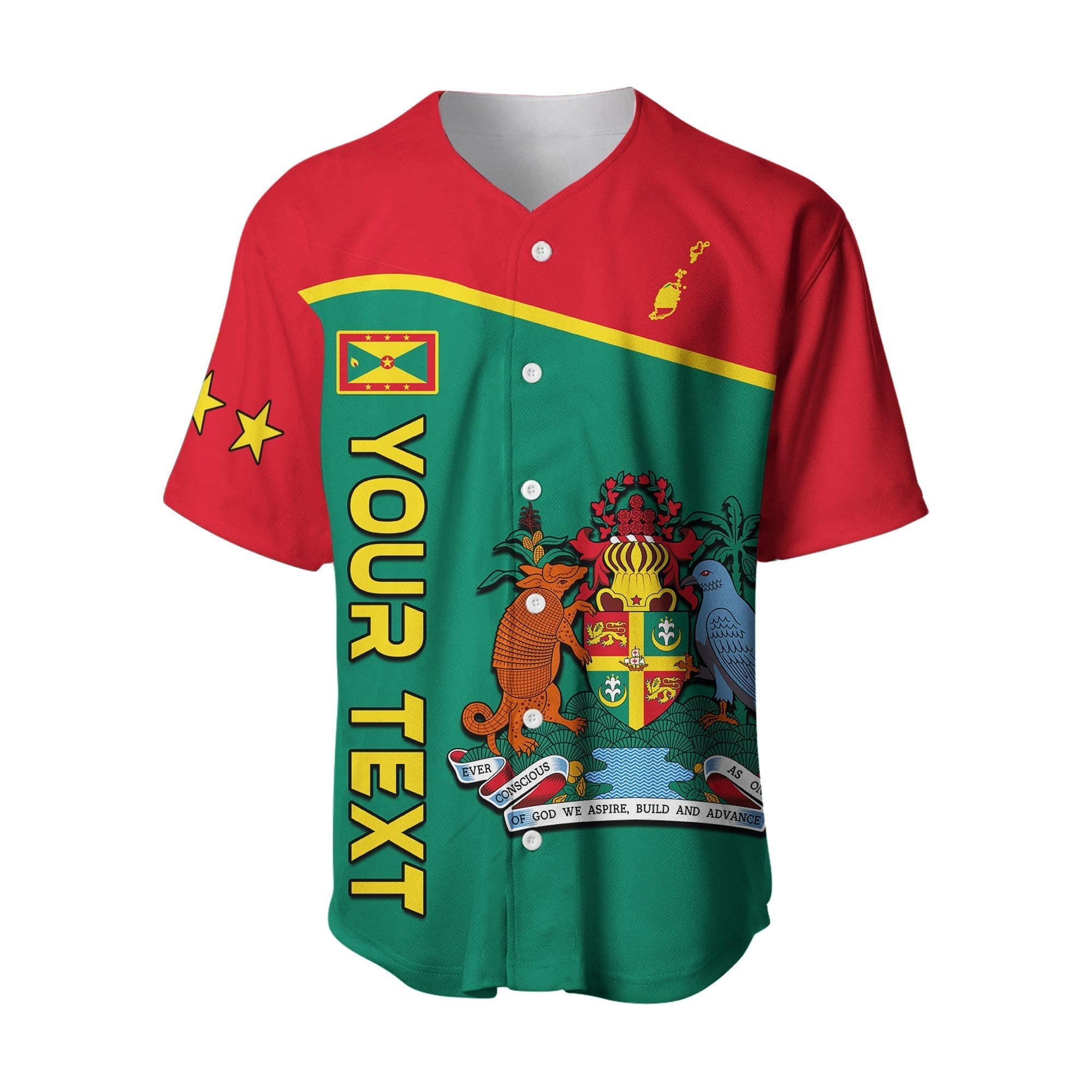 Custom Personalised Grenada Baseball Jersey Coat Of Arms and Map Impressive LT13 - Wonder Print Shop