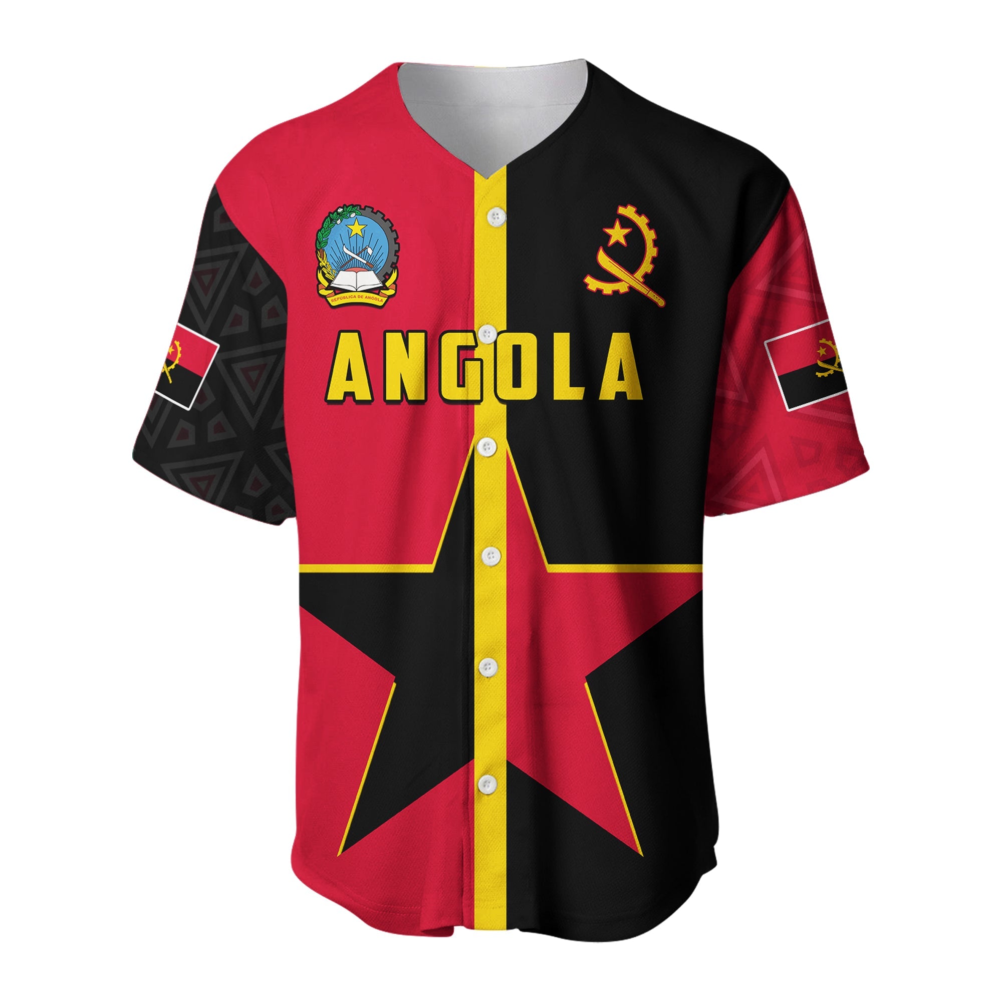 Angola Baseball Jersey Star and Flag Style Sporty LT13 - Wonder Print Shop