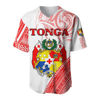 White red baseball jersey with TONGA lettering and crest emblem