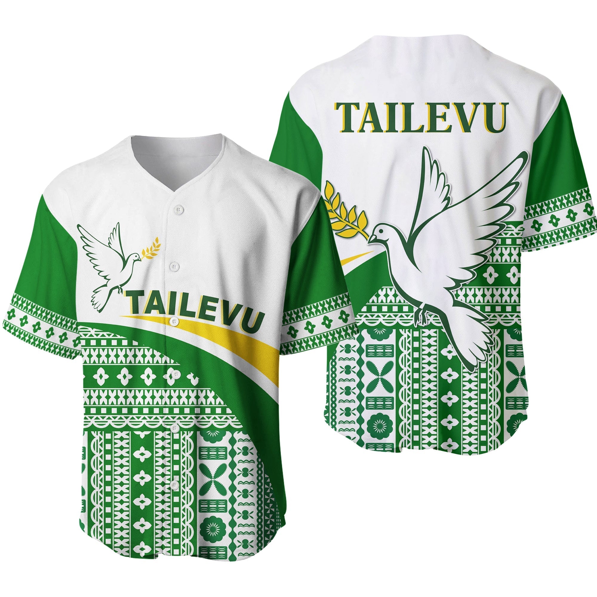 Tailevu Rugby Baseball Jersey Fiji Rugby Tapa Pattern White LT13 - Wonder Print Shop