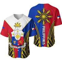 Philippines baseball jersey pair, red/blue/white panels with crest and number LT13