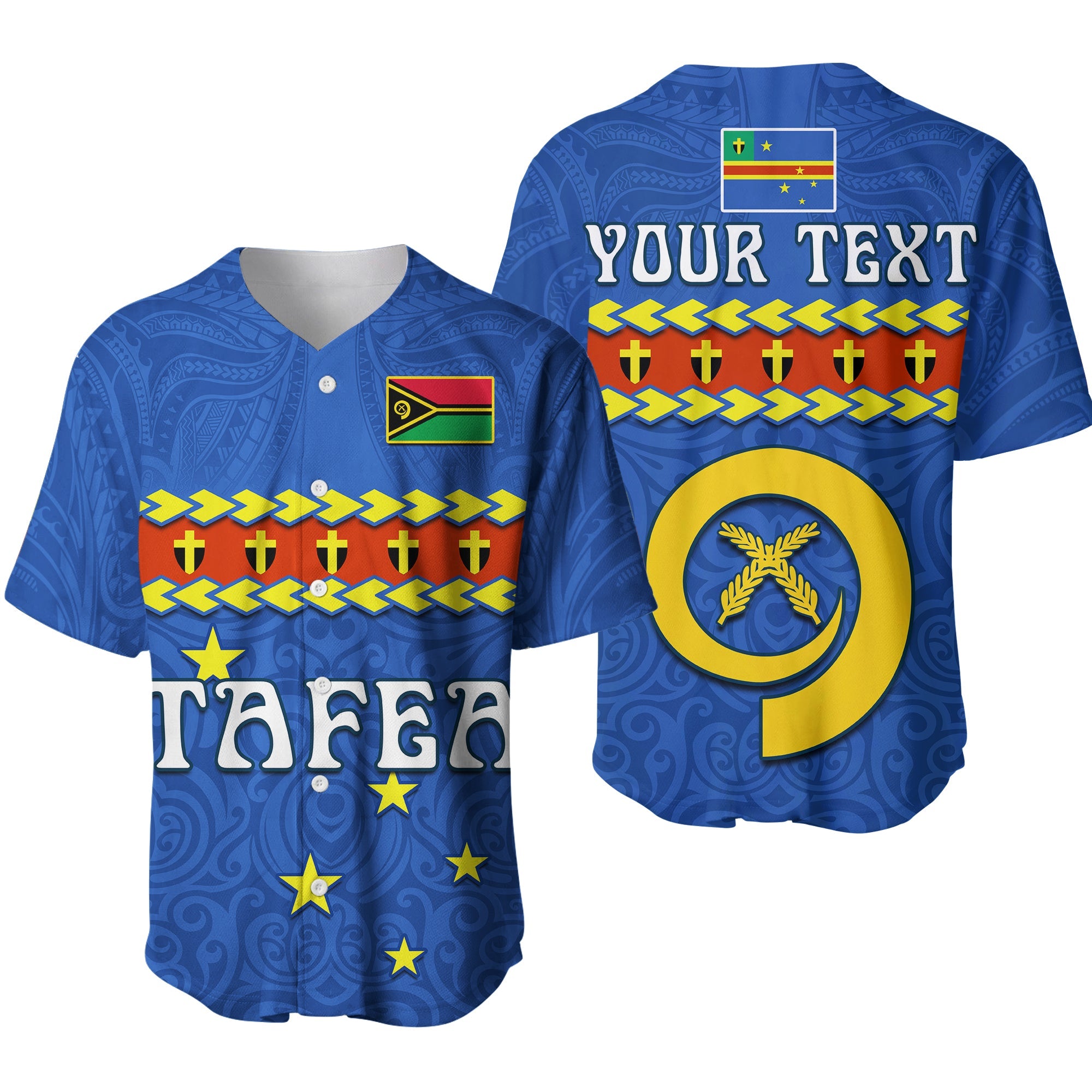 Custom Personalised Tafea Province Baseball Jersey Vanuatu Pig Tusk Polynesian Flag Style - Wonder Print Shop