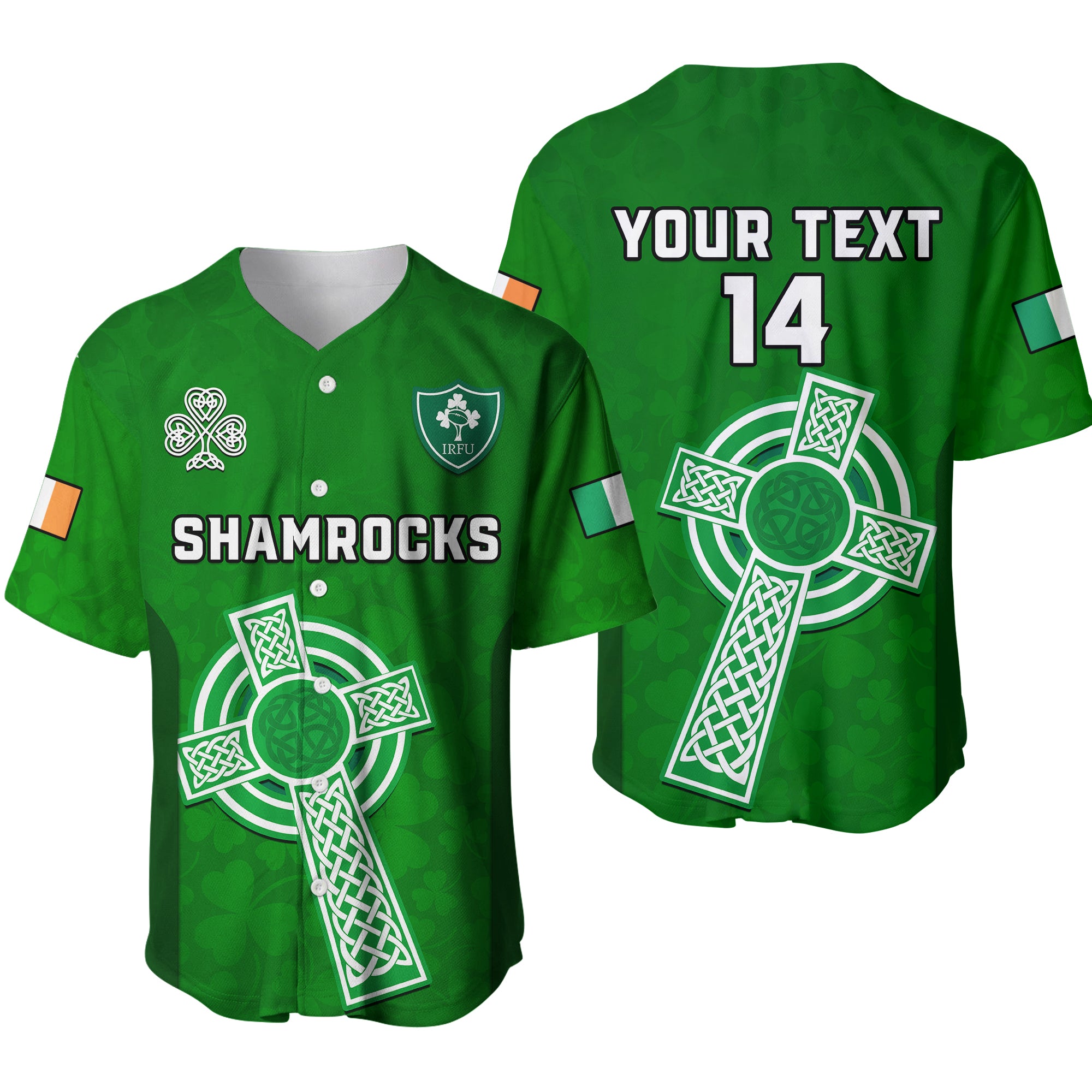 (Custom Text And Number) Ireland Rugby Go Shamrocks Baseball Jersey - Wonder Print Shop