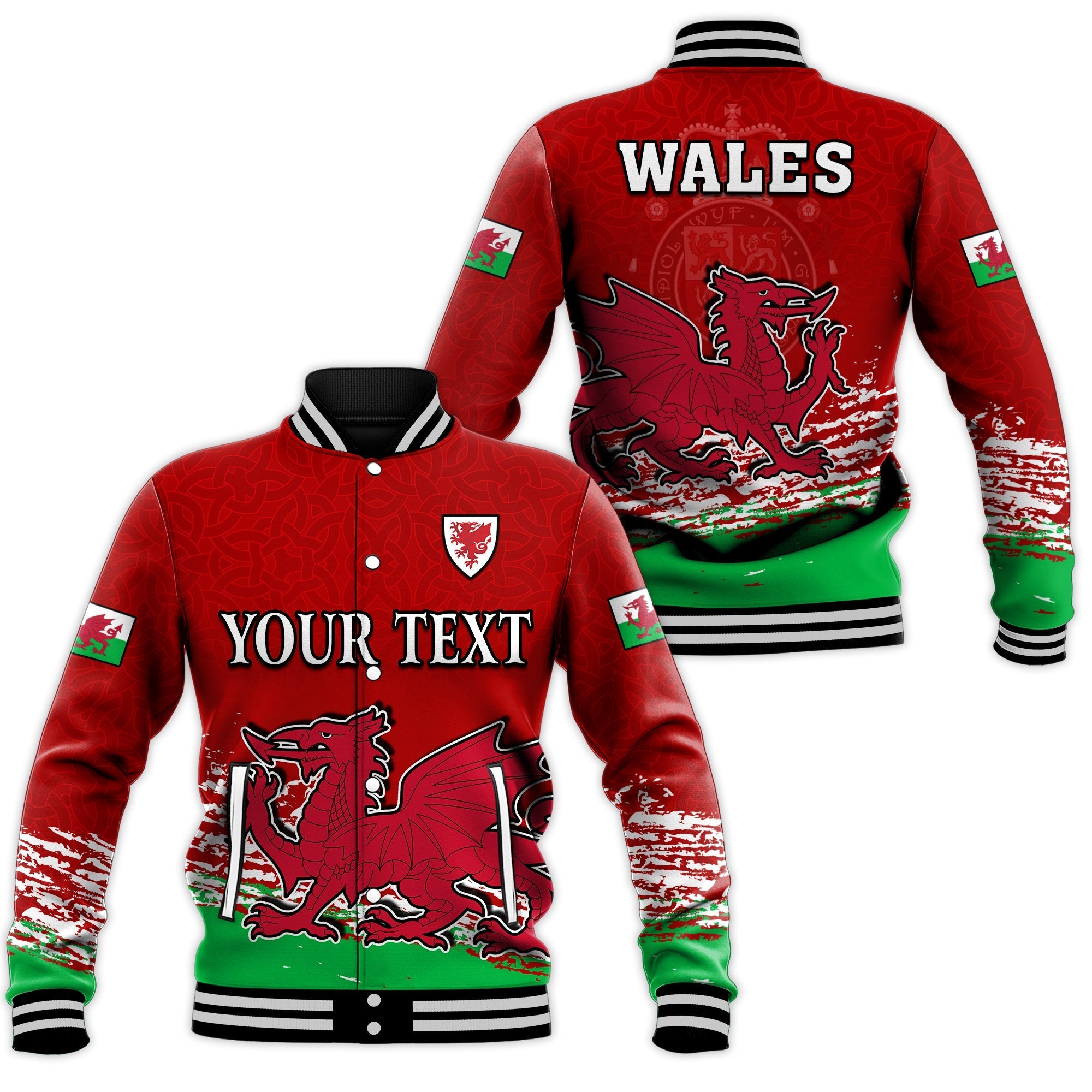 (Custom Personalised) Wales Football 2022 Baseball Jacket Come On CYMRU The Red Wall LT13 - Wonder Print Shop