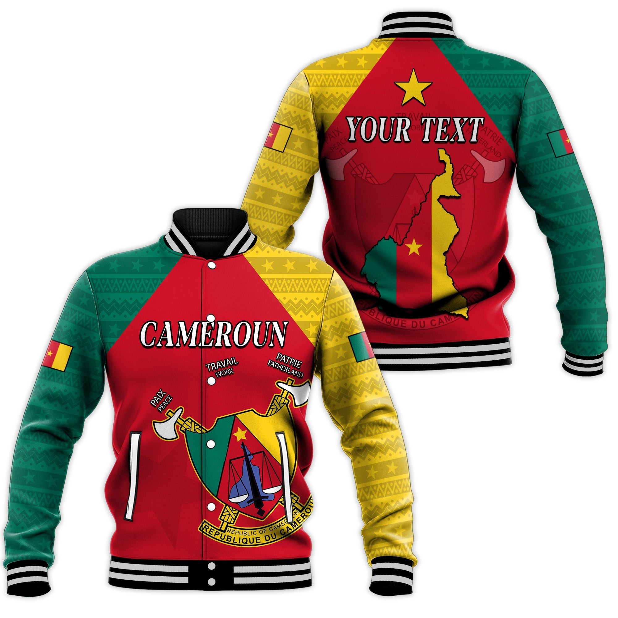 (Custom Personalised) Cameroon Baseball Jacket Independence Day Cameroonians Pattern LT13 - Wonder Print Shop