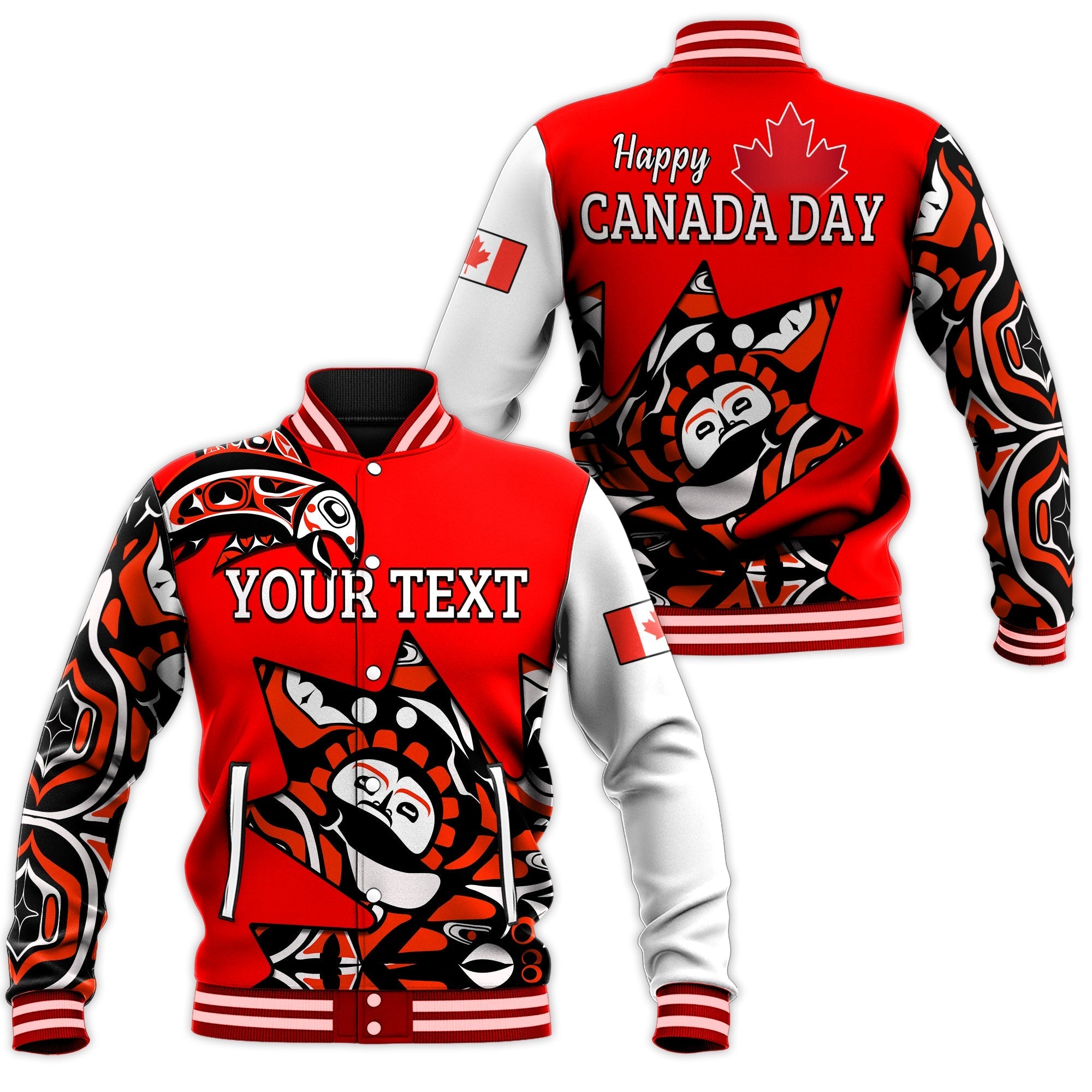 (Custom Personalised) Canada Haida Baseball Jacket Maple Leaf Canadian LT13 - Wonder Print Shop