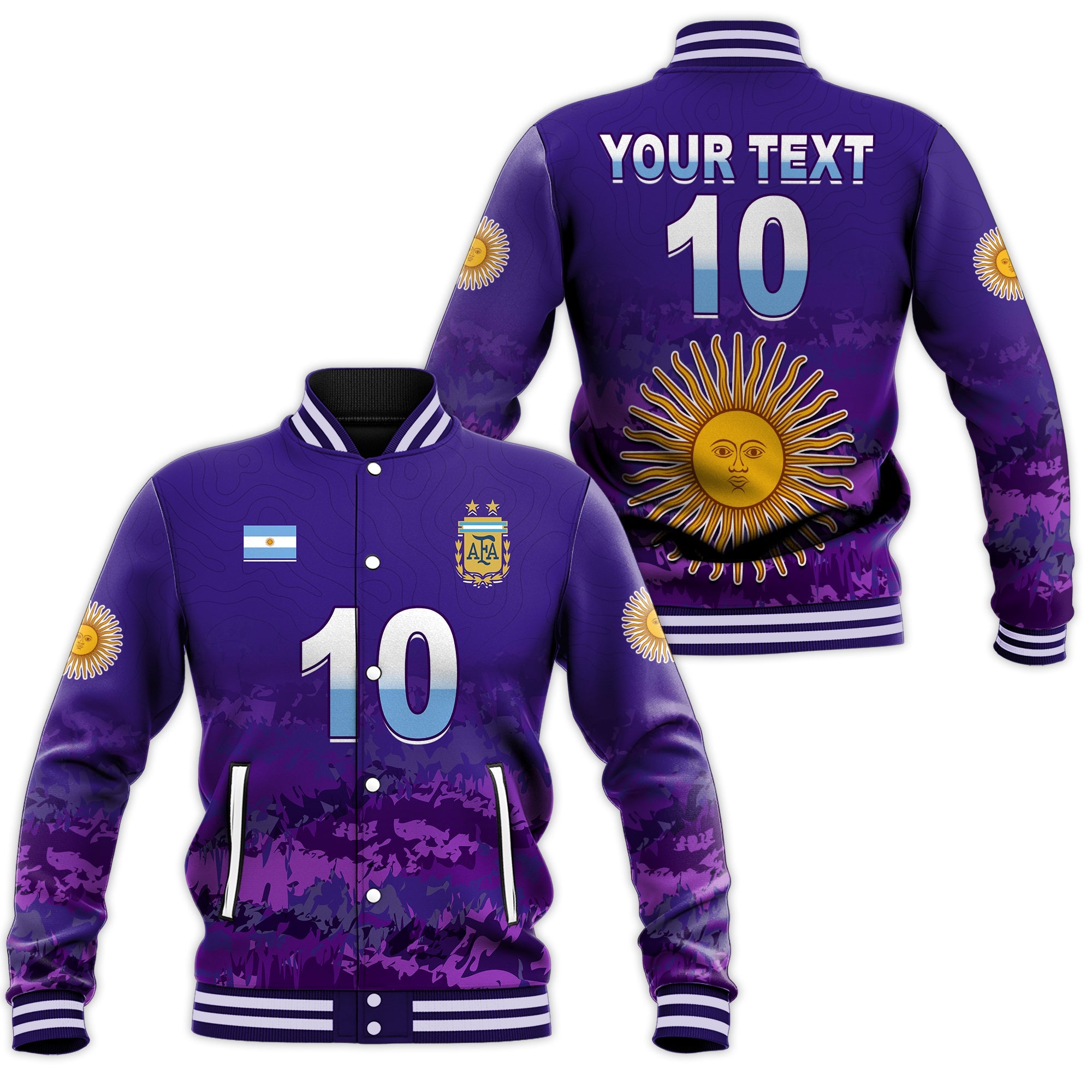 (Custom Text and Number) Argentina Football Baseball Jacket Go Champions La Albiceleste LT13 - Wonder Print Shop