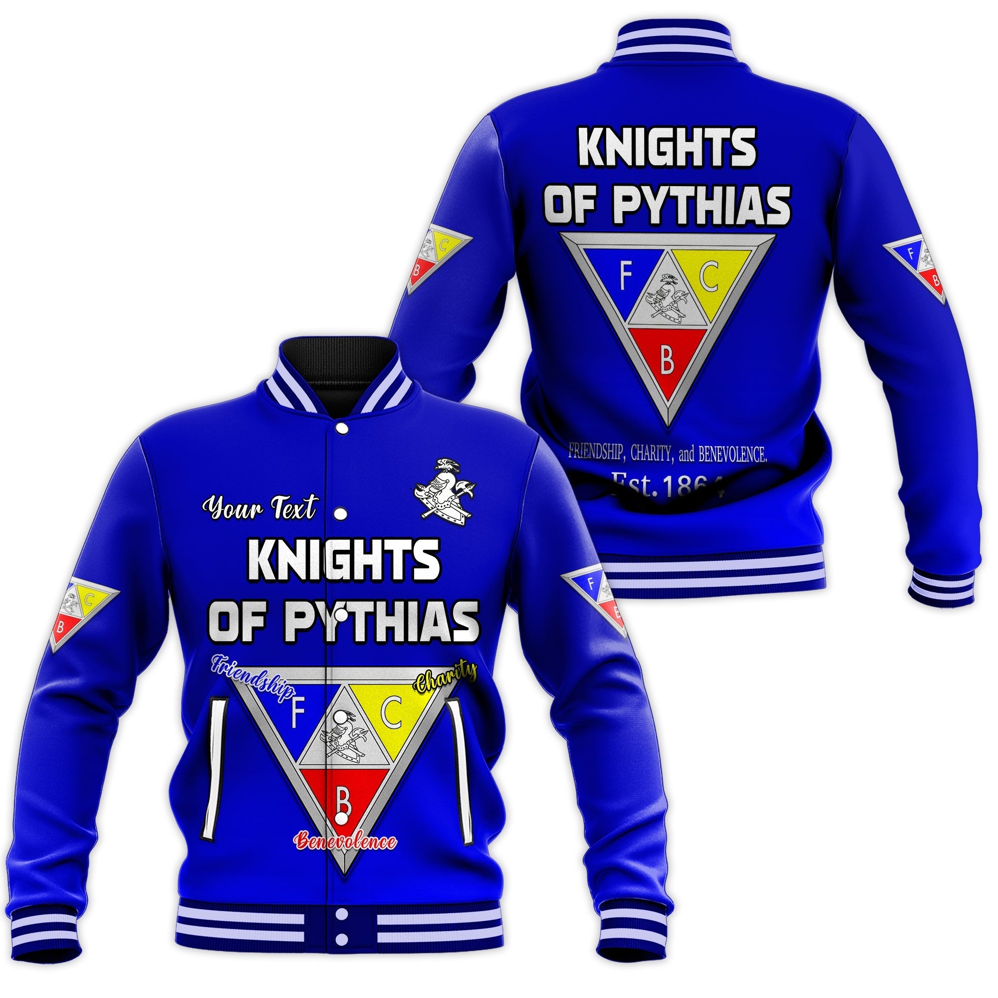 (Custom Personalise) Knights of Pythias Baseball Jacket Since 1864 Original Style LT13 - Wonder Print Shop