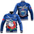 Samoa Rugby Baseball Jacket Manu Samoa Polynesian Hibiscus Blue Style - Wonder Print Shop